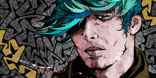 Andreas-Preis-man-teal-hair-ink-grunge